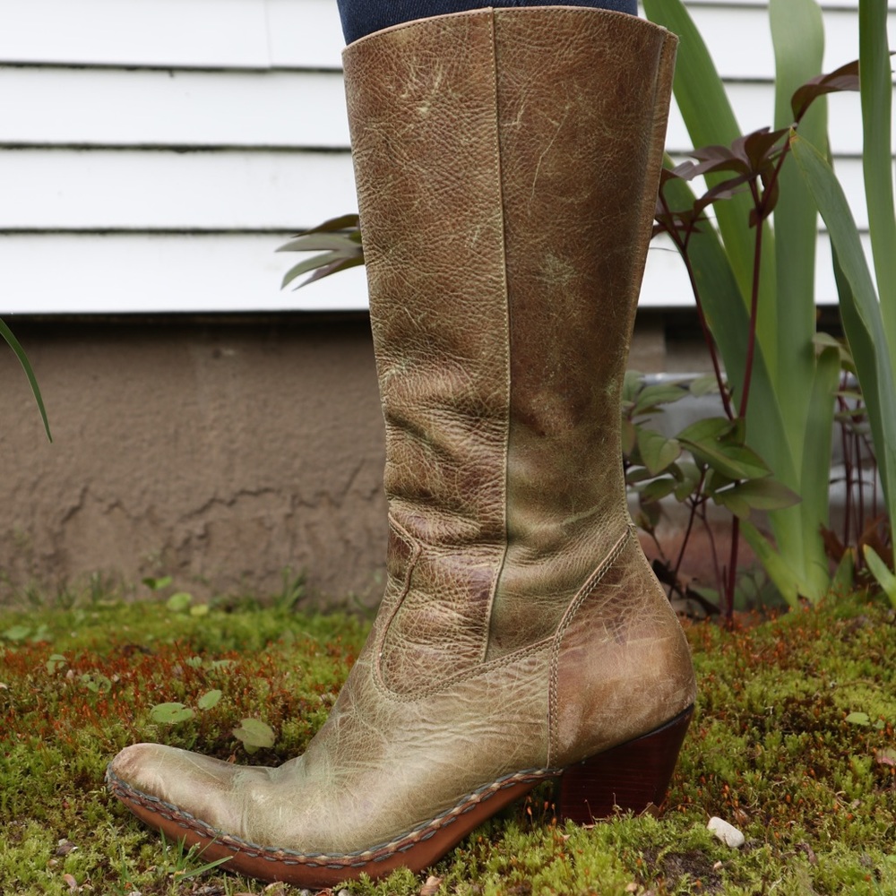 Vintage Frye Green Leather Boots